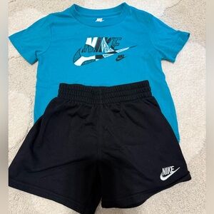 Nike Teal Graphic Tee and Black Shorts Set